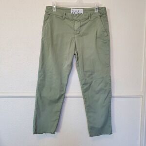 Frank & Eileen Wicklow Italian Cotton Chino Pants Green Size 6 Cropped Raw Hem